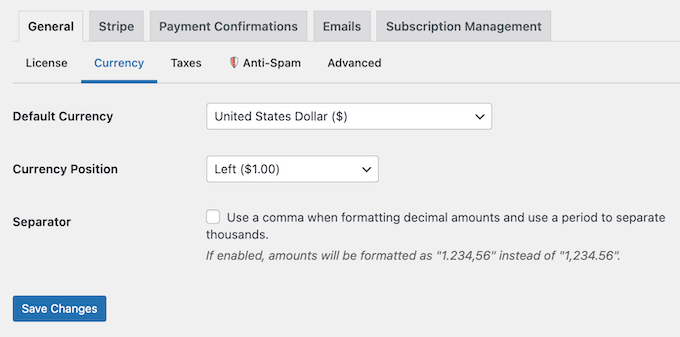 Changing the currency settings on your WordPress blog or website Changing the currency settings on your WordPress blog or website