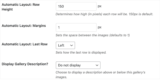 Ändra galleriinställningarna
