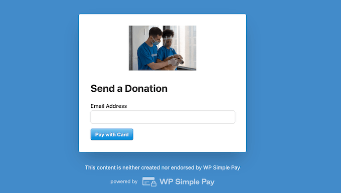 An example of a payment landing page, created using WP Simple Pay An example of a payment landing page, created using WP Simple Pay
