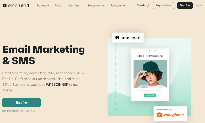 Omnisend WPBeginner landing page Omnisend WPBeginner landing page