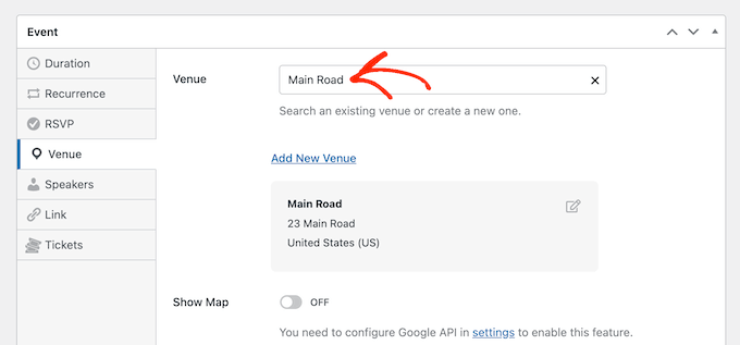 Creating reusable locations for your event website 