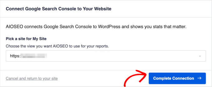 Select site from Google Search Console Select site from Google Search Console