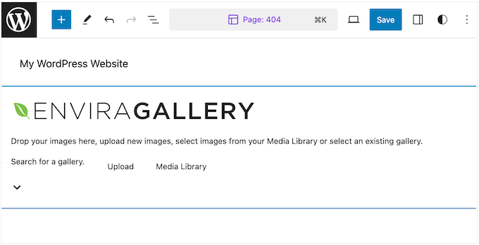 Lägga till ett galleri i ett blockaktiverat tema med hjälp av fullständig sidredigerare