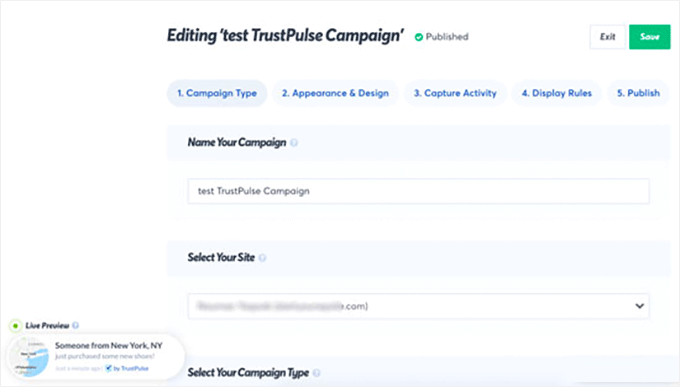 Creating a popup campaign in TrustPulse Creating a popup campaign in TrustPulse