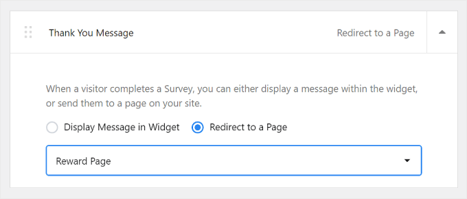 Redirigiendo a un usuario a una página de agradecimiento después de que completan una encuesta de UserFeedback Redirigiendo a un usuario a una página de agradecimiento después de que completan una encuesta de UserFeedback