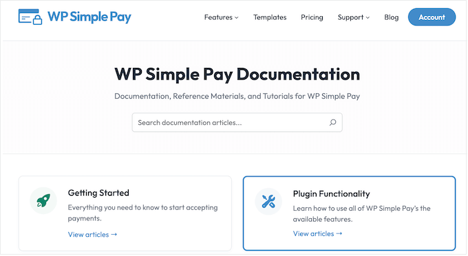 WP Simple Pay's online documentation WP Simple Pay's online documentation