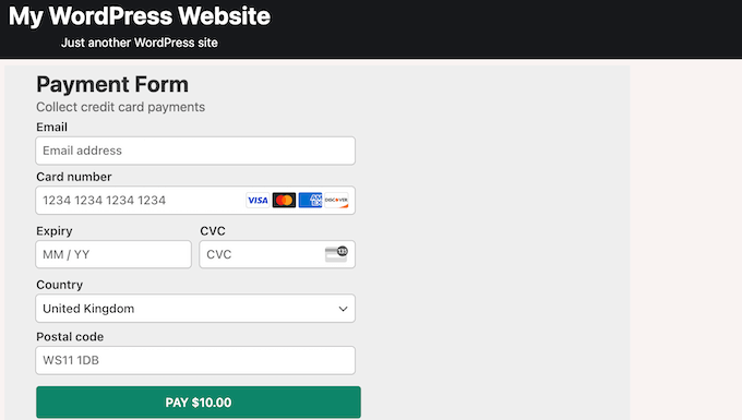 An example of a payment form, created using WP Simple Pay An example of a payment form, created using WP Simple Pay