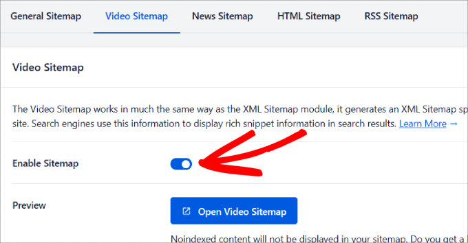 Enable video sitemap Enable video sitemap