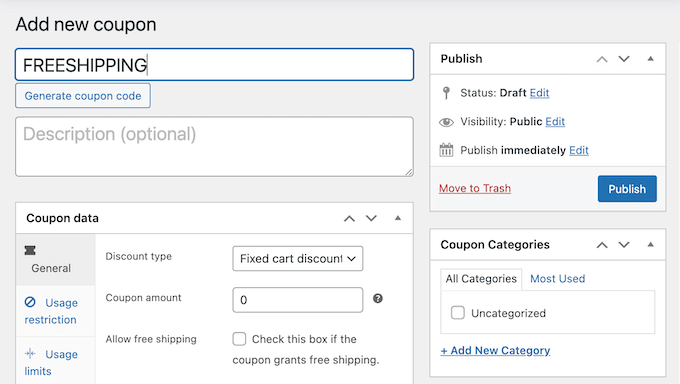 Generating coupons using the Advanced Coupons WordPress plugin for WooCommerce