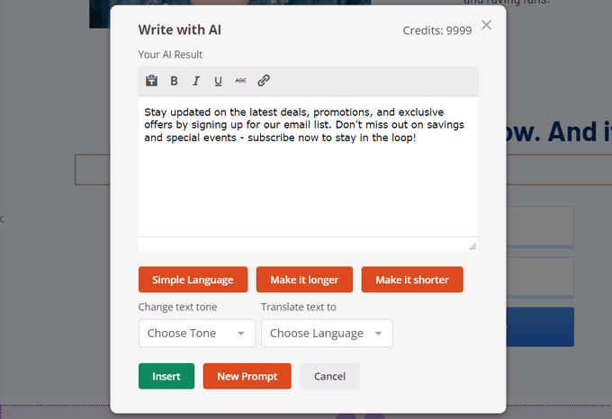 AI text result from SeedProd AI text result from SeedProd