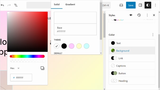 Changing the background color in WordPress Full Site Editor Changing the background color in WordPress Full Site Editor