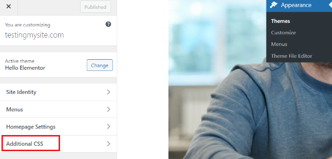 Dodatkowy CSS w narzędziu dostosowywania motywu