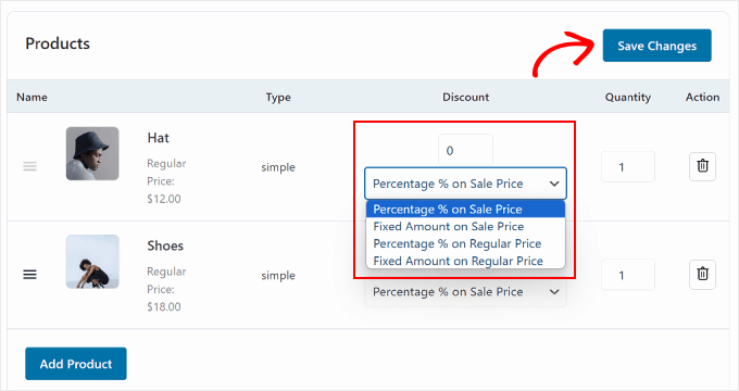 Configuring the product offer's discount type in FunnelKit