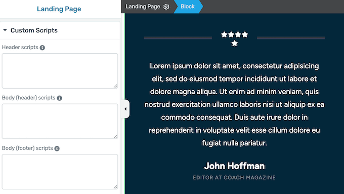 Adding custom scripts to a page design Adding custom scripts to a page design