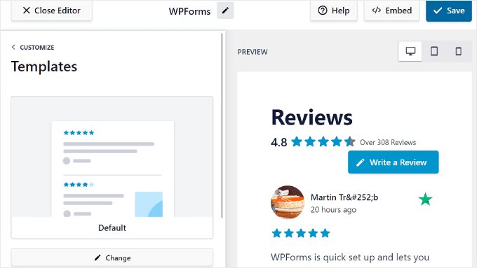 Changing templates for the review feed in Reviews Feed Pro Changing templates for the review feed in Reviews Feed Pro