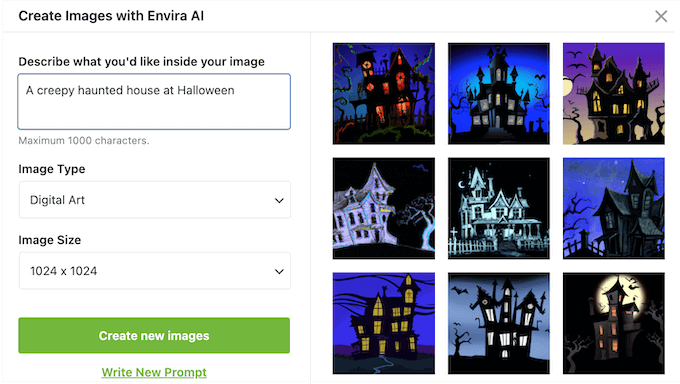 Ett exempel på AI-genererade bilder, skapade med Envira Gallery