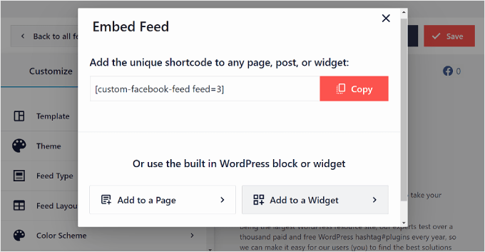 Seeing the Embed Feed popup when creating a Facebook Feed using Smash Balloon Seeing the Embed Feed popup when creating a Facebook Feed using Smash Balloon