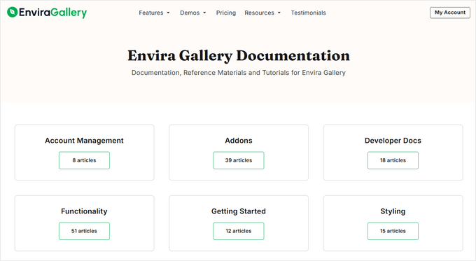 Envira Gallerys online-dokumentation