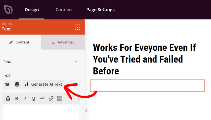 Generate AI text in SeedProd Generate AI text in SeedProd