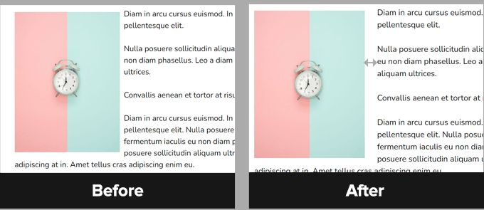 Hinzufügen von Abständen zwischen einem Bild und dem umgebenden Text.
