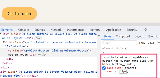 Ränder im Inspect-Tool ausprobieren