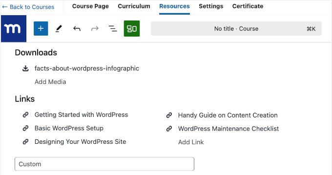 An example of a training course, created using MemberPress and WordPress