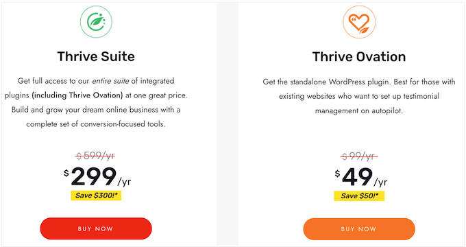 The Thrive Ovation pricing plans The Thrive Ovation pricing plans