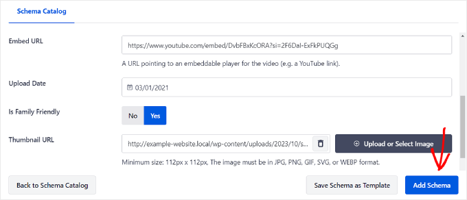 Apăsarea butonului Adăugare schemă din Generatorul de scheme AIOSEO