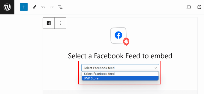 Choosing a Facebook feed source using the Smash Balloon block Choosing a Facebook feed source using the Smash Balloon block