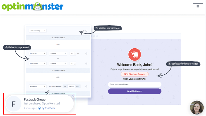 Example of real-time social proof notification Example of real-time social proof notification