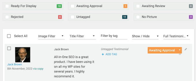 Filtering customer reviews in your WordPress dashboard Filtering customer reviews in your WordPress dashboard