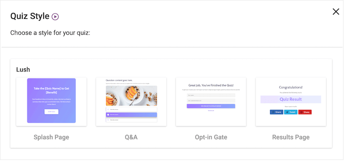 Choosing a quiz style in the Thrive Quiz Builder Choosing a quiz style in the Thrive Quiz Builder