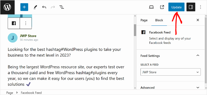 Updating the block editor after adding a Facebook feed using Smash Balloon Updating the block editor after adding a Facebook feed using Smash Balloon