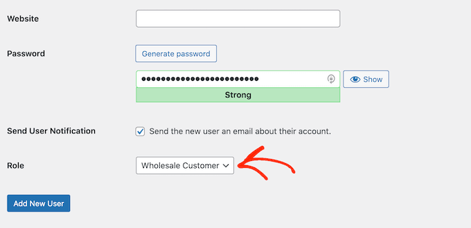 An example of a wholesale customer role An example of a wholesale customer role