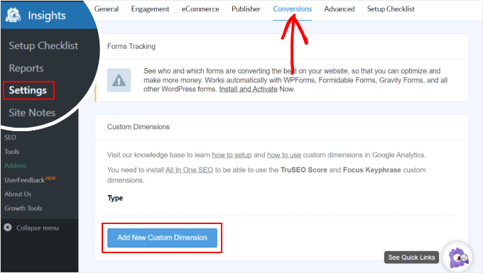 Adding a new custom dimension in MonsterInsights Adding a new custom dimension in MonsterInsights