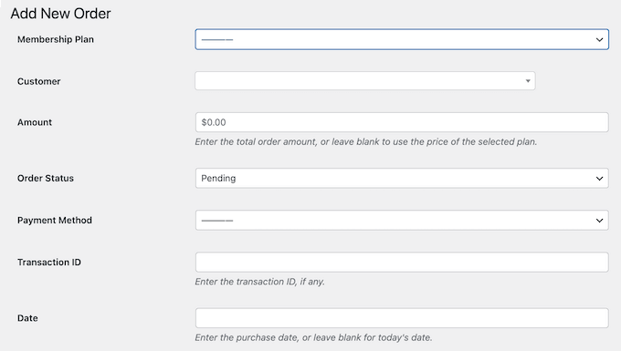 WordPress panosuna manuel olarak sipariş ekleme