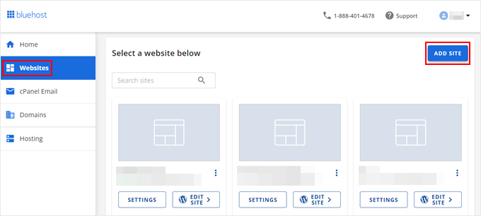 Adding a new site in Bluehost Adding a new site in Bluehost