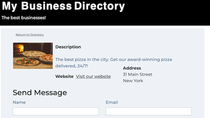 An example of a business directory listing, created using the Business Directory Plugin An example of a business directory listing, created using the Business Directory Plugin
