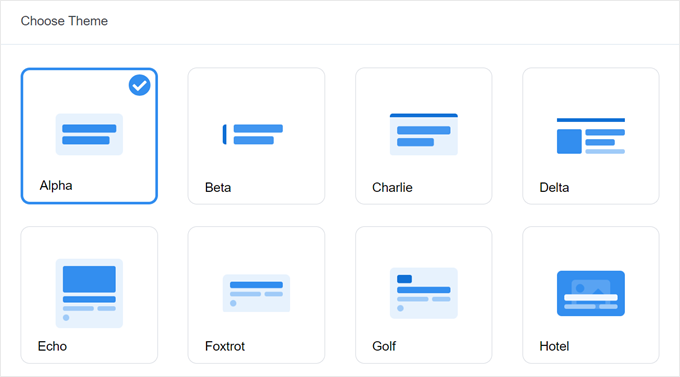 Choosing a popular posts widget theme in MonsterInsights Choosing a popular posts widget theme in MonsterInsights