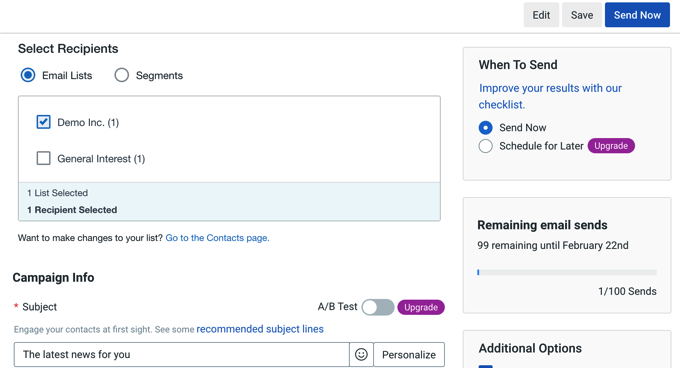 Wysyłanie e-maili do wybranej listy