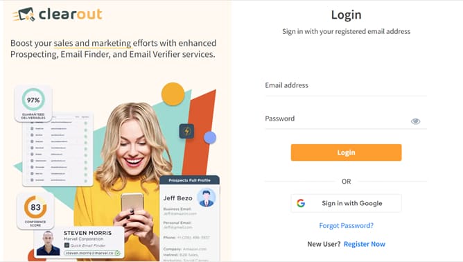 Signing up for a Clearout account Signing up for a Clearout account