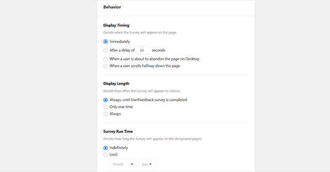 Configure behaviour settings Configure behaviour settings