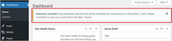 Custom admin notice example made with WP Custom Admin plugin Custom admin notice example made with WP Custom Admin plugin