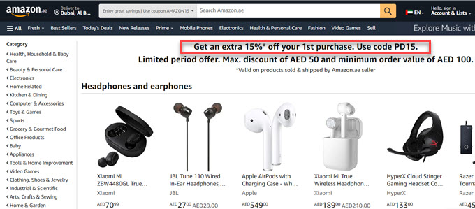 sconto primo acquisto ecommerce