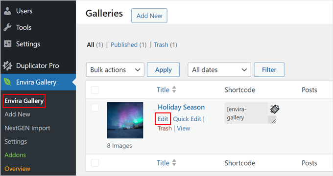 Envira でインポートした NextGEN ギャラリーを編集する