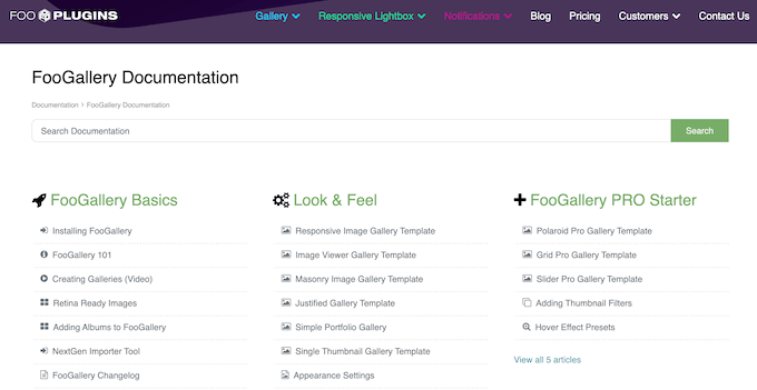 FooGalleries online-dokumentation