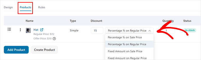 Setarea reducerii pentru bump-ul comenzii în FunnelKit
