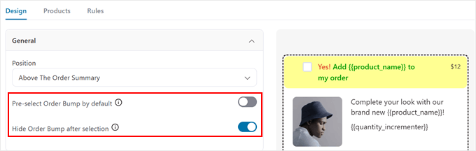 Tabul Setări Generale în FunnelKit pentru crearea unei oferte suplimentare