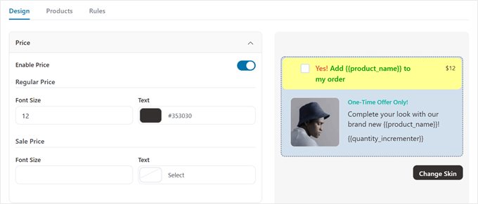 Personalizarea prețului creșterii comenzii FunnelKit