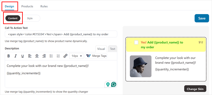 Editarea conținutului ofertei suplimentare FunnelKit
